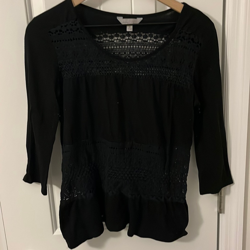 Charming Charlie size small black quarter length sleeve shirt